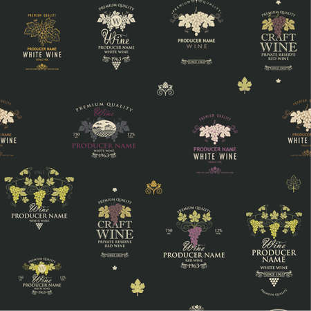seamless pattern wine labelsのイラスト素材