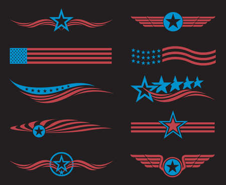 USA flag setのイラスト素材