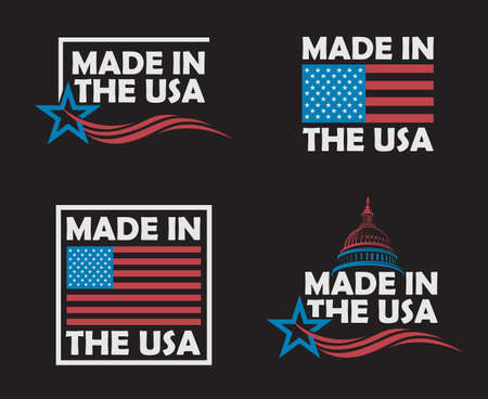 set of made in usa labelsのイラスト素材