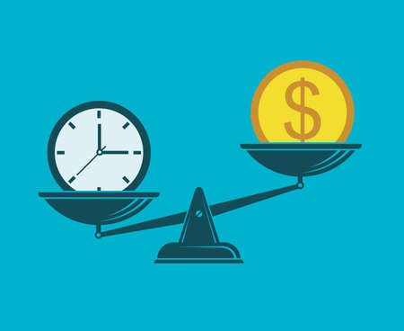 time is money on scalesのイラスト素材