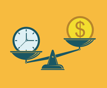 time is money on scalesのイラスト素材