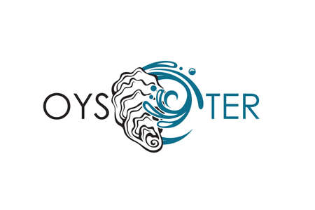 label of oyster shell with water splashのイラスト素材