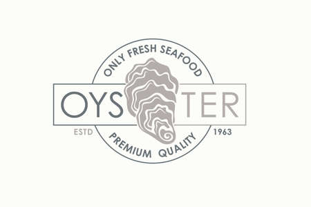 label of fresh oyster shellのイラスト素材