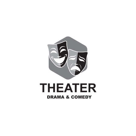 icon of comedy and tragedy theatrical masksのイラスト素材