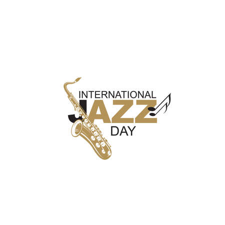 icon of jazz international day with saxophoneのイラスト素材