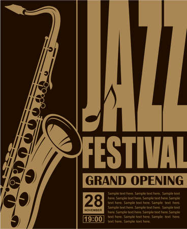 jazz live music festival poster with saxophoneのイラスト素材