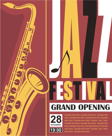 jazz live music festival poster with saxophoneのイラスト素材