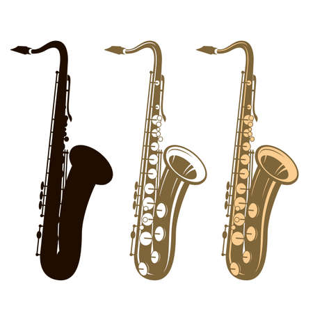 collection of saxophone music instrumentのイラスト素材