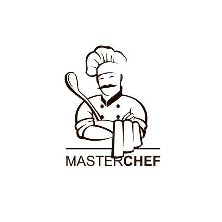 black chef icon isolated with ladleのイラスト素材