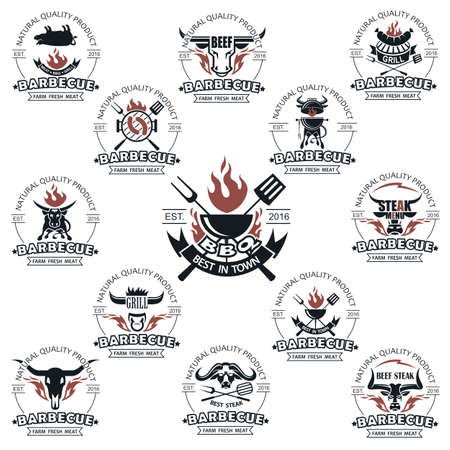 collection of barbecue icon isolated on white backgroundのイラスト素材