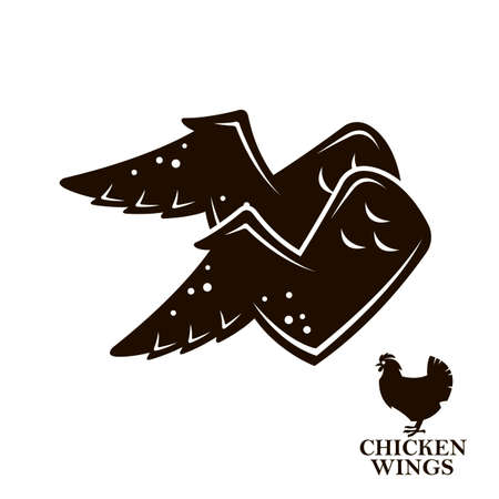 monochrome illustration of chicken wings icon isolated on white backgroundのイラスト素材