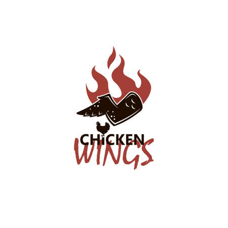 illustration of chicken wings with flame isolated on white backgroundのイラスト素材