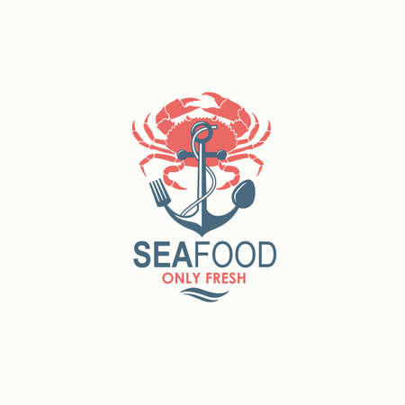 seafood menu design with crab and anchor isolatedのイラスト素材