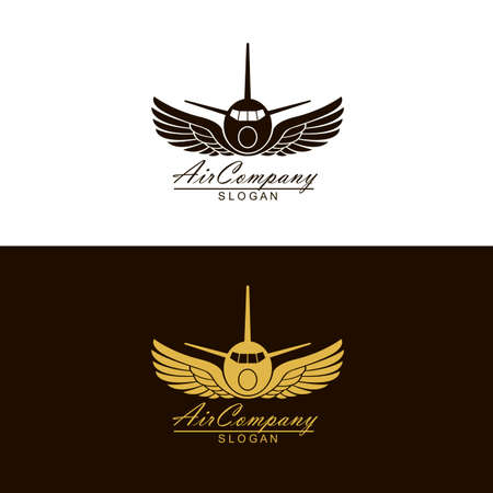 abstract icon set of airplane with bird wingsのイラスト素材