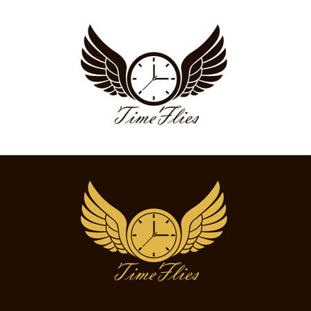 set of time flies wings icon isolatedのイラスト素材