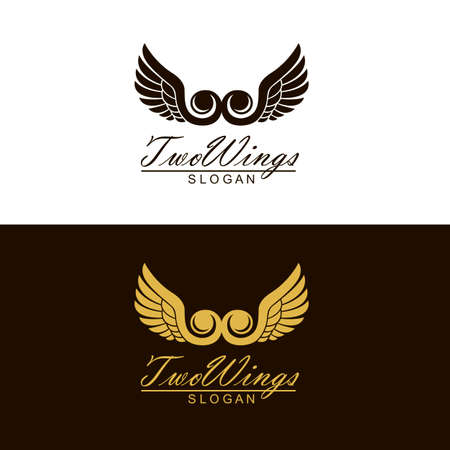 abstract set of wing icon isolatedのイラスト素材
