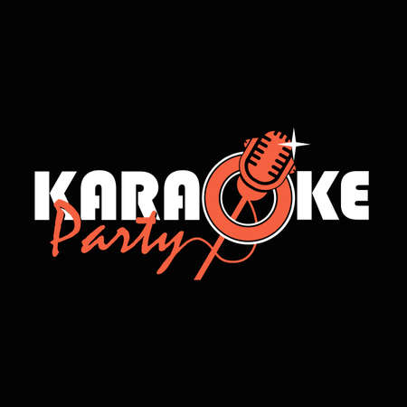 karaoke party emblem with microphoneのイラスト素材