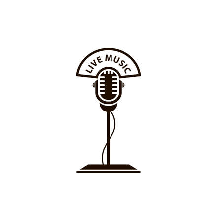 black retro microphone icon isolatedのイラスト素材
