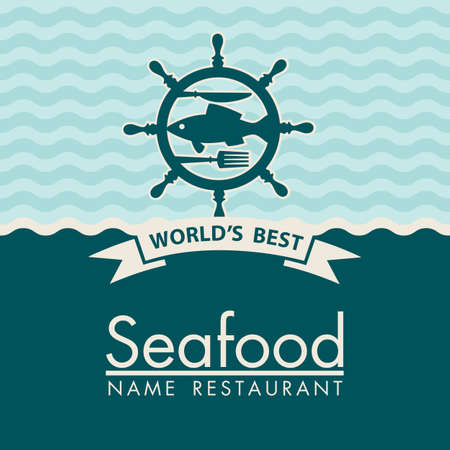 seafood menu design with fish and helmのイラスト素材