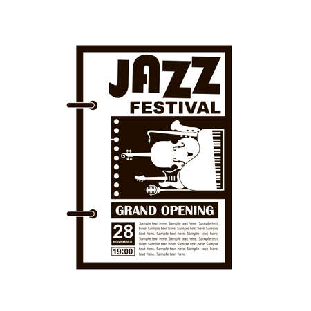black jazz festival poster with music instrumentsのイラスト素材