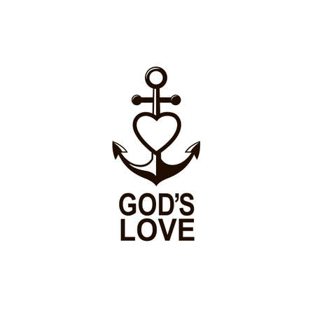anchor and heart icon isolated on white backgroundのイラスト素材
