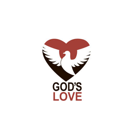heart and dove icon isolated on white backgroundのイラスト素材
