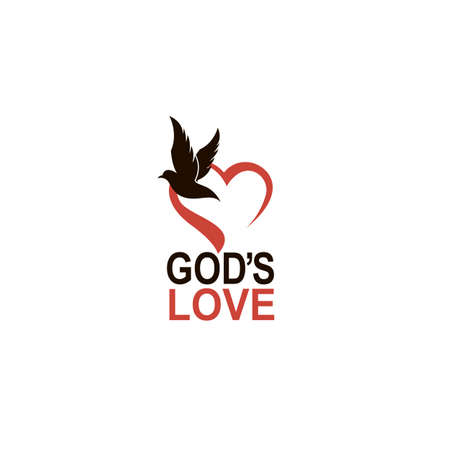 heart and dove icon isolated on white backgroundのイラスト素材