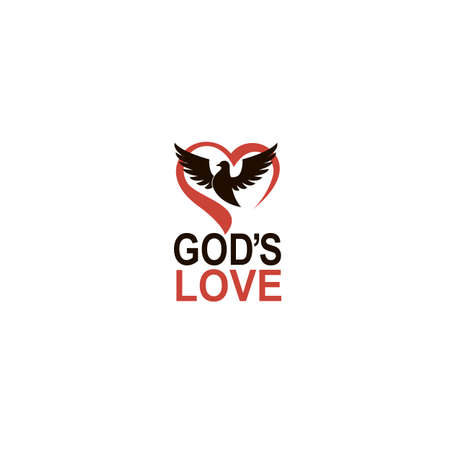 heart and dove icon isolated on white backgroundのイラスト素材