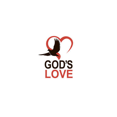 heart and dove icon isolated on white backgroundのイラスト素材