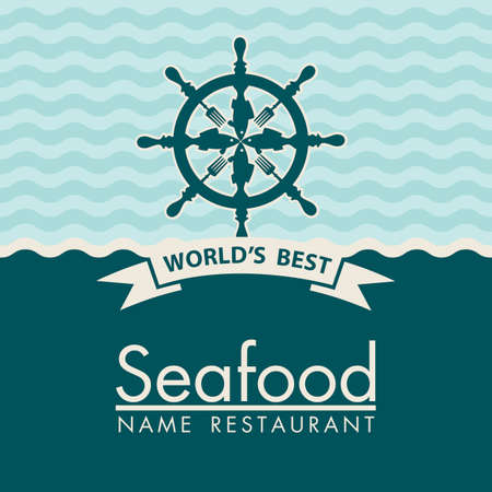 seafood menu design with fish and helmのイラスト素材