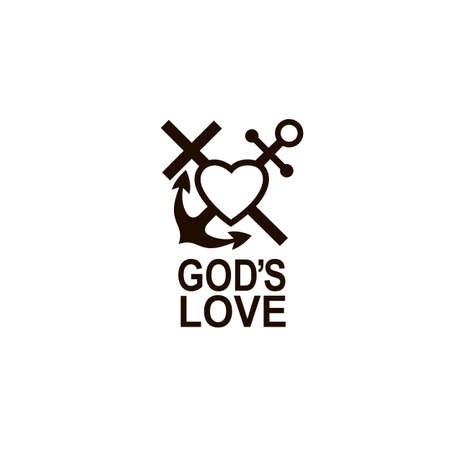 anchor and heart icon isolated on white backgroundのイラスト素材