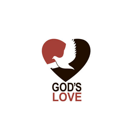 heart and dove icon isolated on white backgroundのイラスト素材