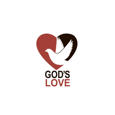 heart and dove icon isolated on white backgroundのイラスト素材