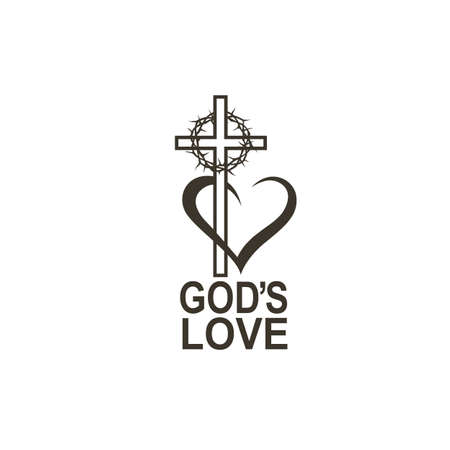 heart, crown of thorns and cross icon isolatedのイラスト素材