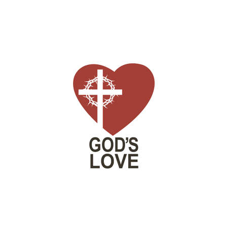 heart, crown of thorns and cross icon isolatedのイラスト素材