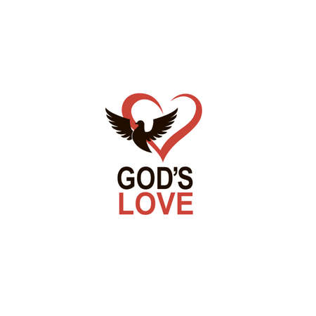 heart and dove icon isolated on white backgroundのイラスト素材