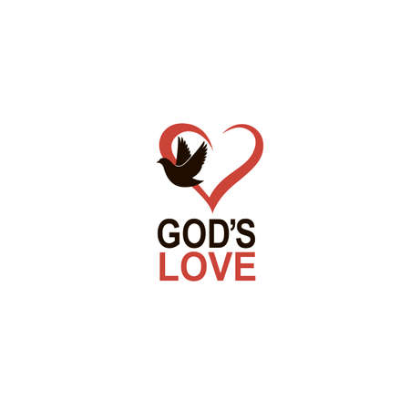 heart and dove icon isolated on white backgroundのイラスト素材
