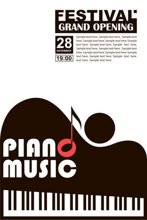 monochrome classical concert emblem with pianoのイラスト素材