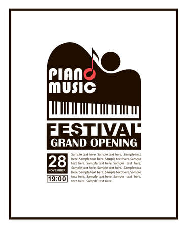 monochrome classical concert emblem with pianoのイラスト素材