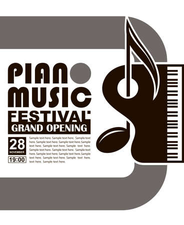 monochrome classical concert emblem with pianoのイラスト素材