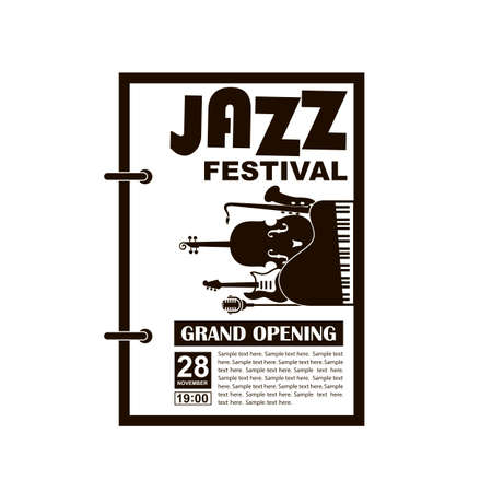 black jazz festival poster with music instrumentsのイラスト素材