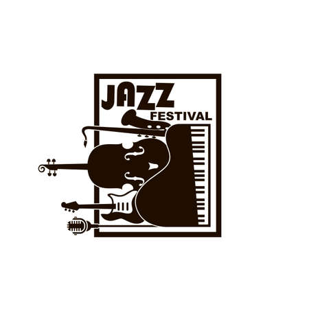 black jazz festival poster with music instrumentsのイラスト素材