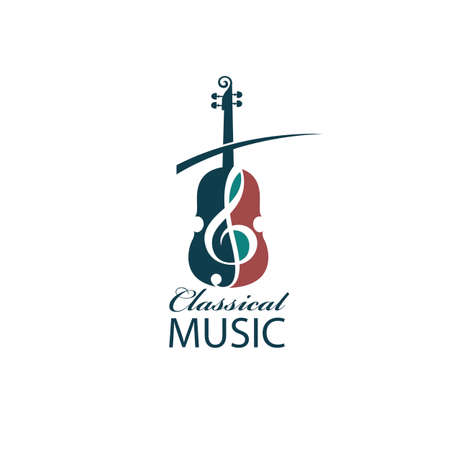 abstract emblem of violin and treble clefのイラスト素材