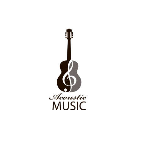 emblem with guitar for acoustic music concertのイラスト素材