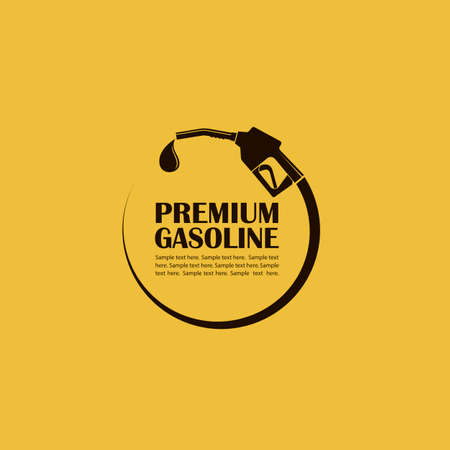 gasoline fuel pump nozzle poster isolated on yellow backgroundのイラスト素材