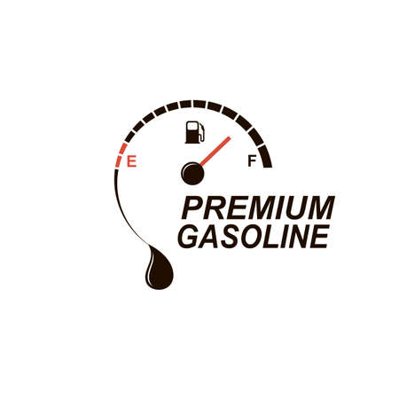 gasoline fuel gauge and pump nozzle icon isolated on white backgroundのイラスト素材