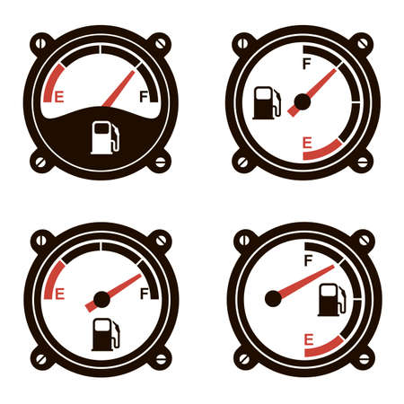 collection of gasoline fuel gauges images isolated on white backgroundのイラスト素材