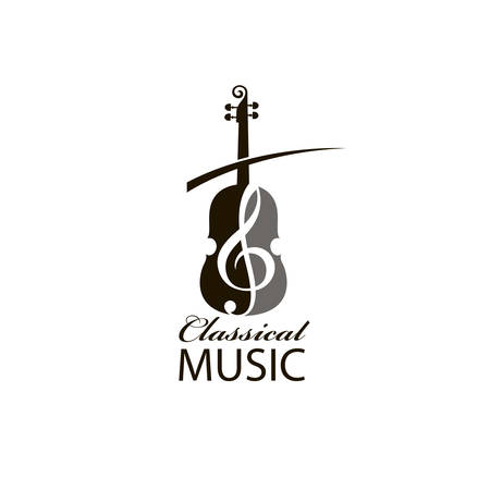 abstract emblem of violin and treble clef isolated on white backgroundのイラスト素材