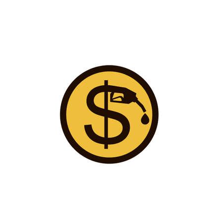 dollar coin sign with gasoline fuel pump isolated on white backgroundのイラスト素材