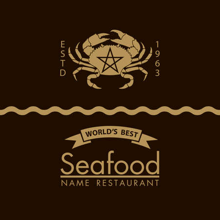 seafood menu design with crab on black backgroundのイラスト素材